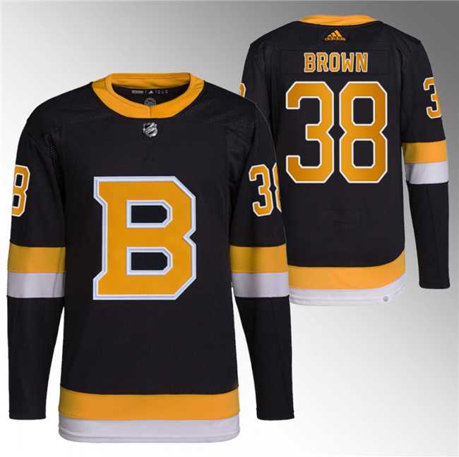 Men%27s Boston Bruins #38 Patrick Brown Black Home Breakaway Stitched Jersey->boston bruins->NHL Jersey